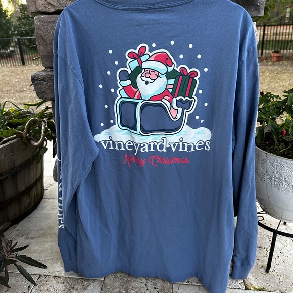 Vineyard Vines Other - Vineyard Vines Long Sleeve T-shirt Medium Blue Merry Christmas Whale Sleigh